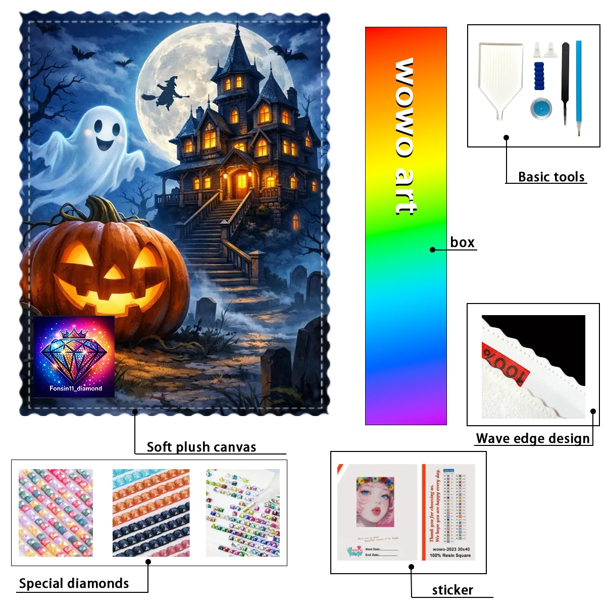 【fonsin11-diamond】ghost-and-pumpkin-lantern-100-resin-fd-ab-yg-diamond-stamping-kit-perfect-masterpiece-worth-buying
