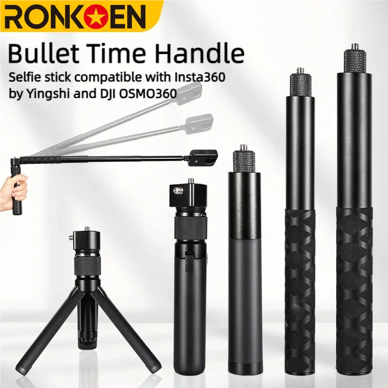 Ronkoen 0,7M 1,2M 1,5M Selfie-Stick Monopod Ausziehbares Stativ mit 1/4 Zoll Schraube für Insta360 DJI Osmo 360 Panoramakamera