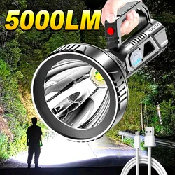 5000LM LED Flashlight Handheld Spotlight USB Rechargeable Lamp Waterproof Strong Light Torch for Hiking Camping Emergency Lamps