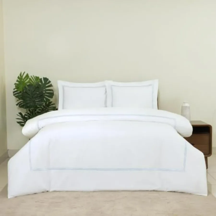 

White Duvet Cover Luxury Hotel Quality Bedding Set 100% Cotton Embroidered Duvet Covers with 2 Pillow Shams Hypoallergenic Zipp
