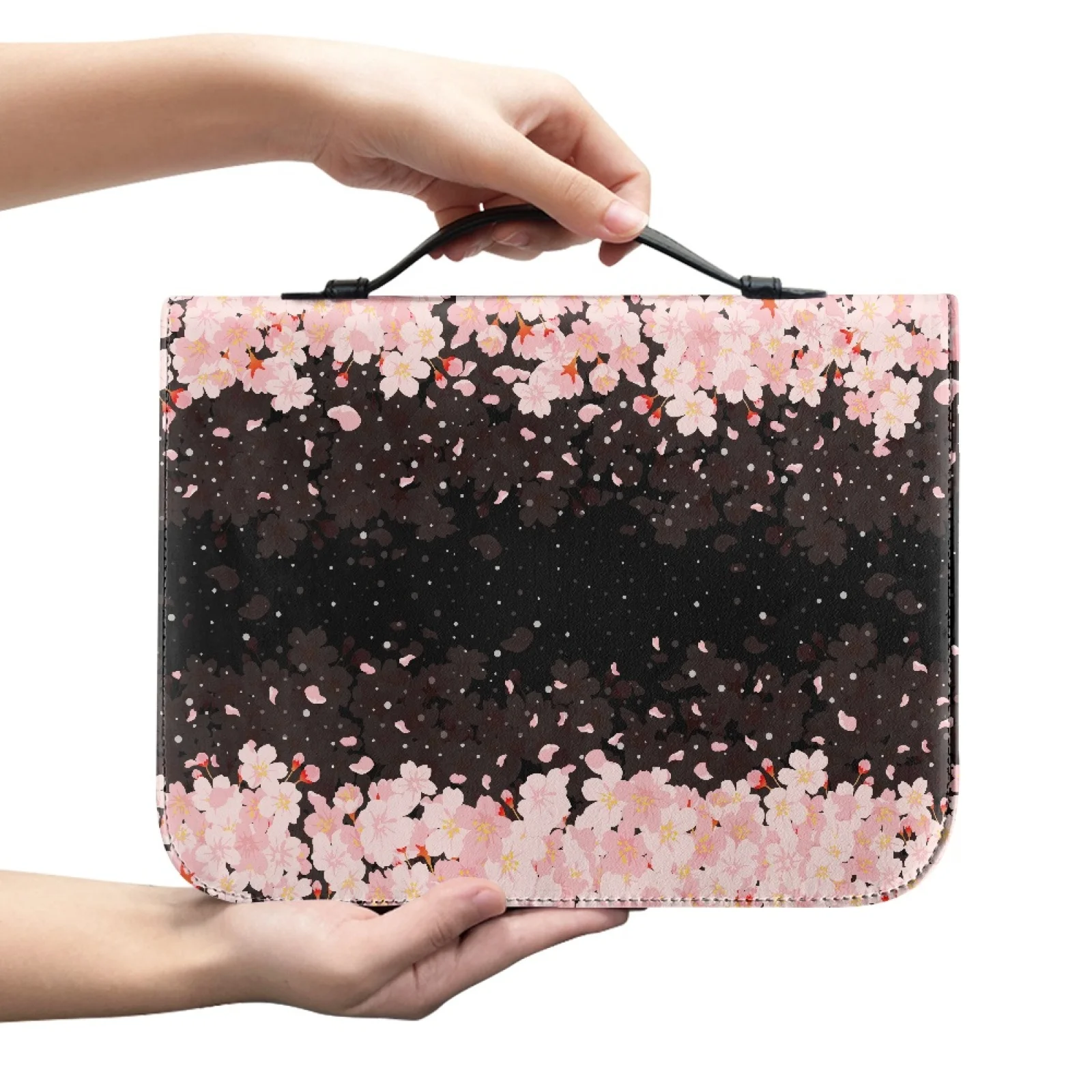 XIXIRIMIDO Cherry Blossom 2026 Trending Zippered Handle Bible Protector for Church PU Leather Bible Case