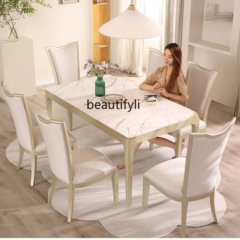 

Modern Minimalist Stone Plate Dining Table Light Luxury High-End Small Apartment Minimalist Furniture multifunctional furniture