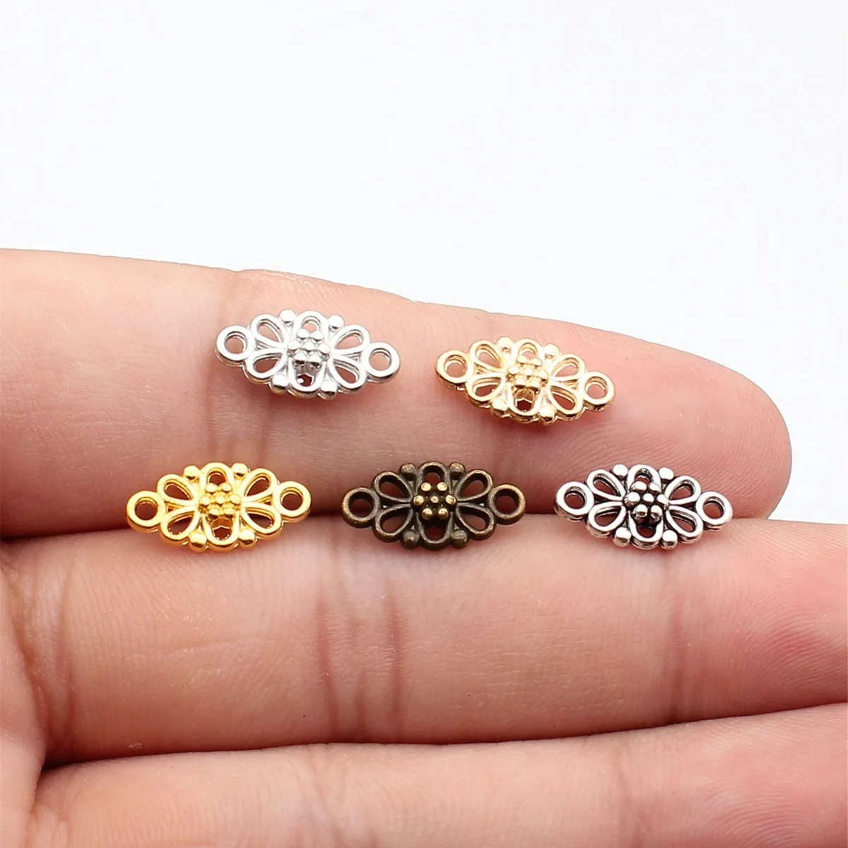 WYSIWYG 40pcs Flower Connector Connector DIY Jewelry Findings Accessories Charms 5 Colors 16x8mm