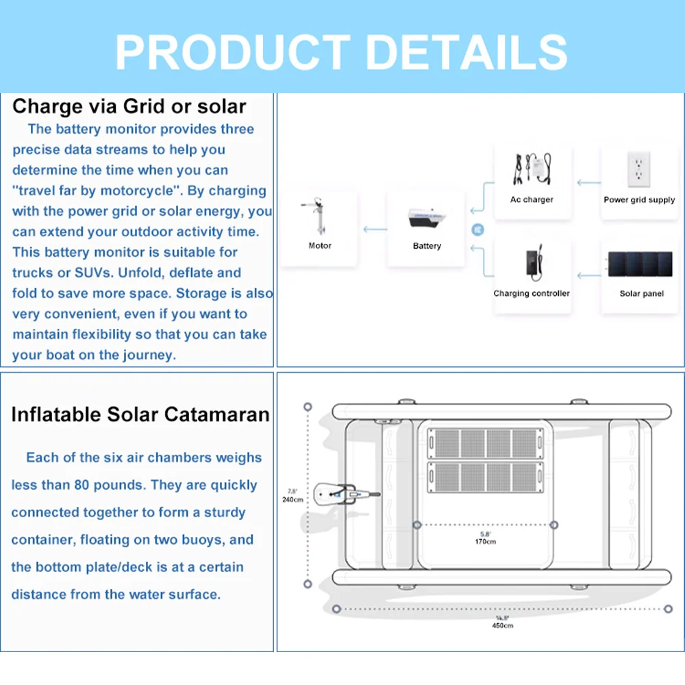 Luxury Small Electric Rigid Inflatable HouseBoat Fishing Boat Yacht Lake Dock with Motor Catamaran