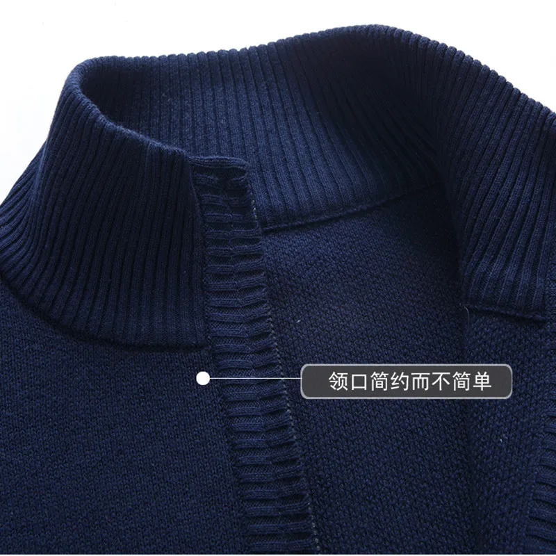 Maglione da uomo in cotone 100% Autunno Primavera Cardigan con cerniera per uomo Capispalla Giacca Abbigliamento lavorato a maglia Maglione Nero