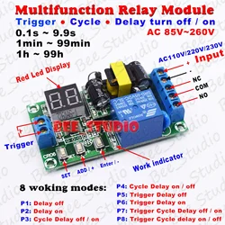 AC 110V 120V 220V 230V Digital LED Multi-Function Timer Switch Trigger Delay Turn ON/OFF Loop Cycle Relay Switch Module