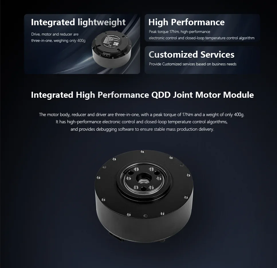 ROBSTRIDE02: Integrated common motor module QDD 17N.m (dual encoders).