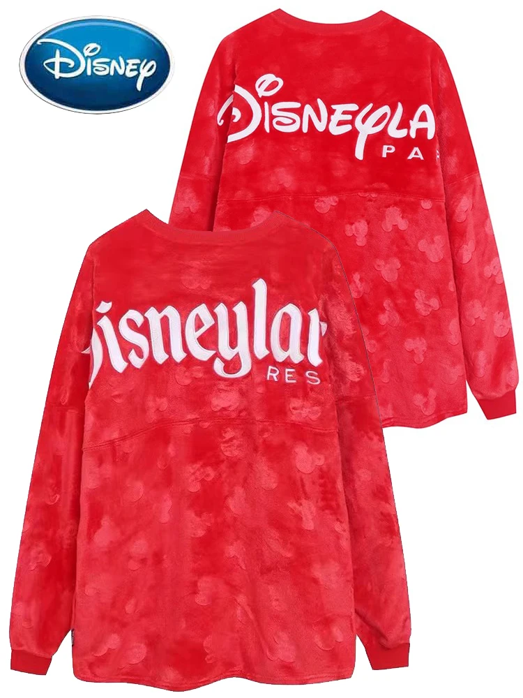 Disneyland Walt Disney World Paris Mickey Mouse Letter Cartoon Print Sweatshirt Fashion Unisex Women Velvet Pullover Jumper Tops