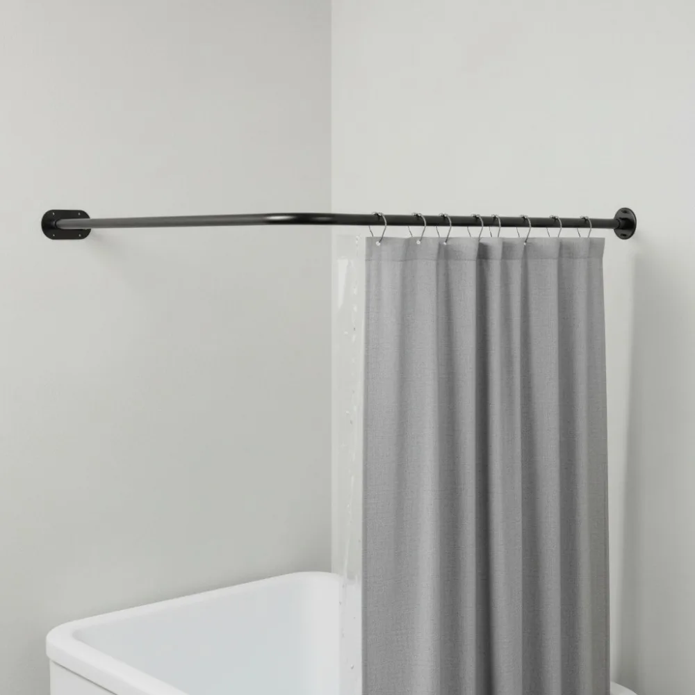 

Adjustable Double Shower Curtain Rod 28-75 Inches Wall Mounted for Bathroom Dry Wet Separation