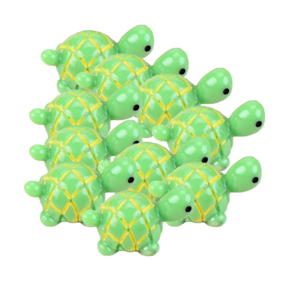 20Pcs Green Mini Turtle Moss Ornaments Natural Resin Decoration for Home Office Bedroom DIY Micro Landscape Turtle Ornaments