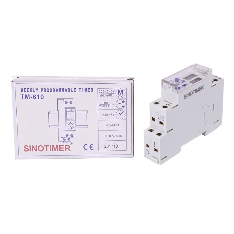 220V Digital Display Timer 24 Hours Programmable Din Rail Timer Switch Relay Single Module Timer 18mm Thin with External Trigger