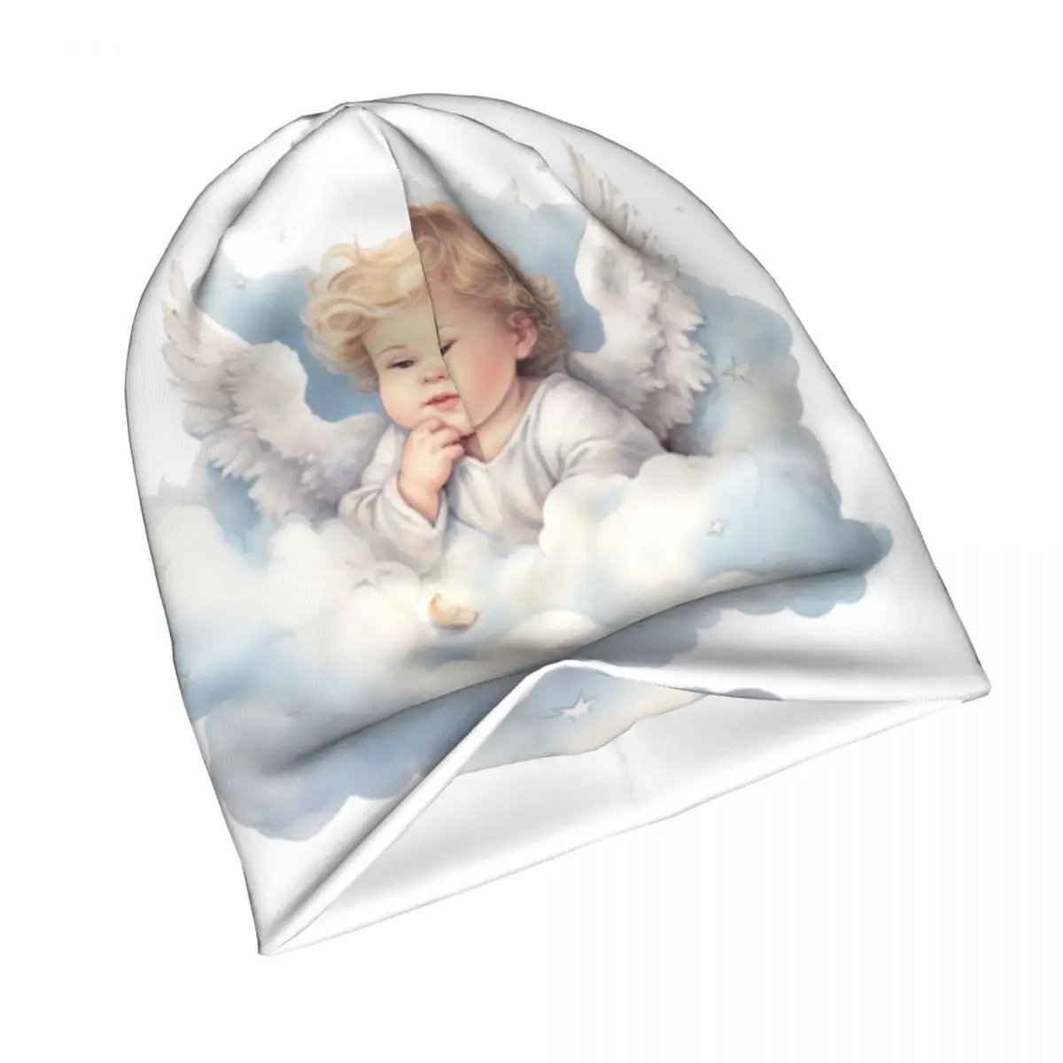 Baby Angel Fashion Hats Cute Cherub Baby With Wings Thin Hat Bonnet Hipster Skullies Beanies Caps Men Women's Earmuffs