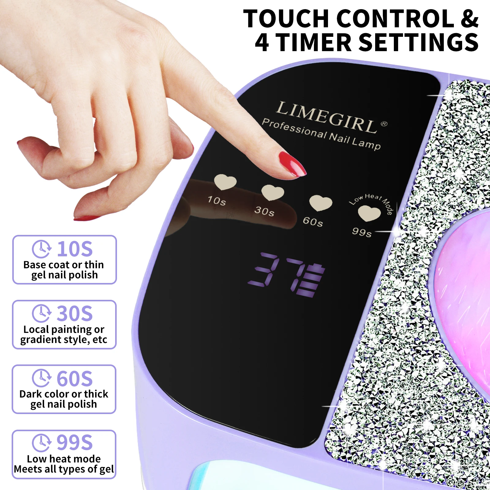 Lampada per unghie LED UV ricaricabile 36 perline lampada Essiccatore per unghie professionale per lucidatura del gel con timer e sensore per strumento per salone di bellezza