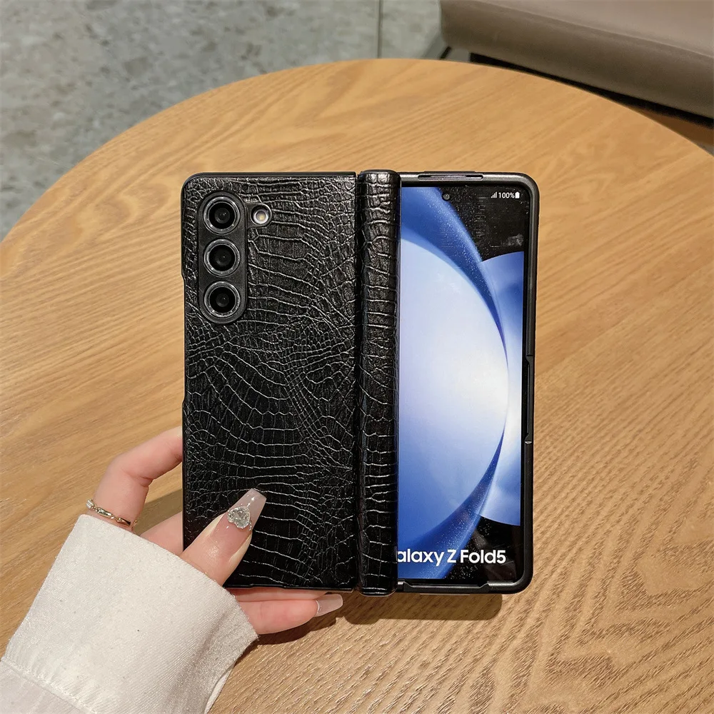 Imitation Leather Business Phone Case suitable For Samsung Zfold5/4/3 Central Axis Hinge All-Round Protection Phone Case