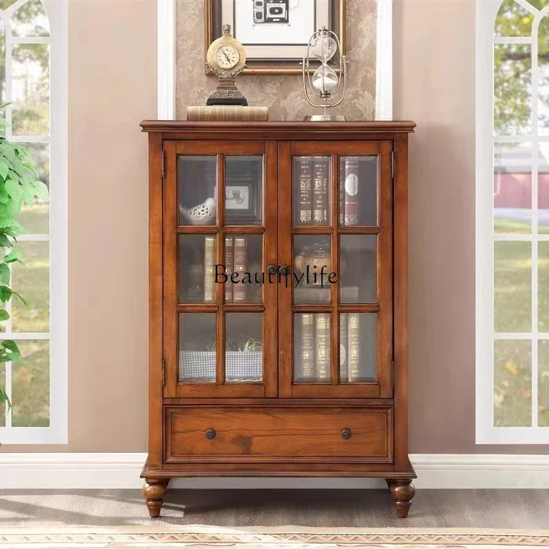 

LJY*all-solid wood wine cabinet household living room wall locker