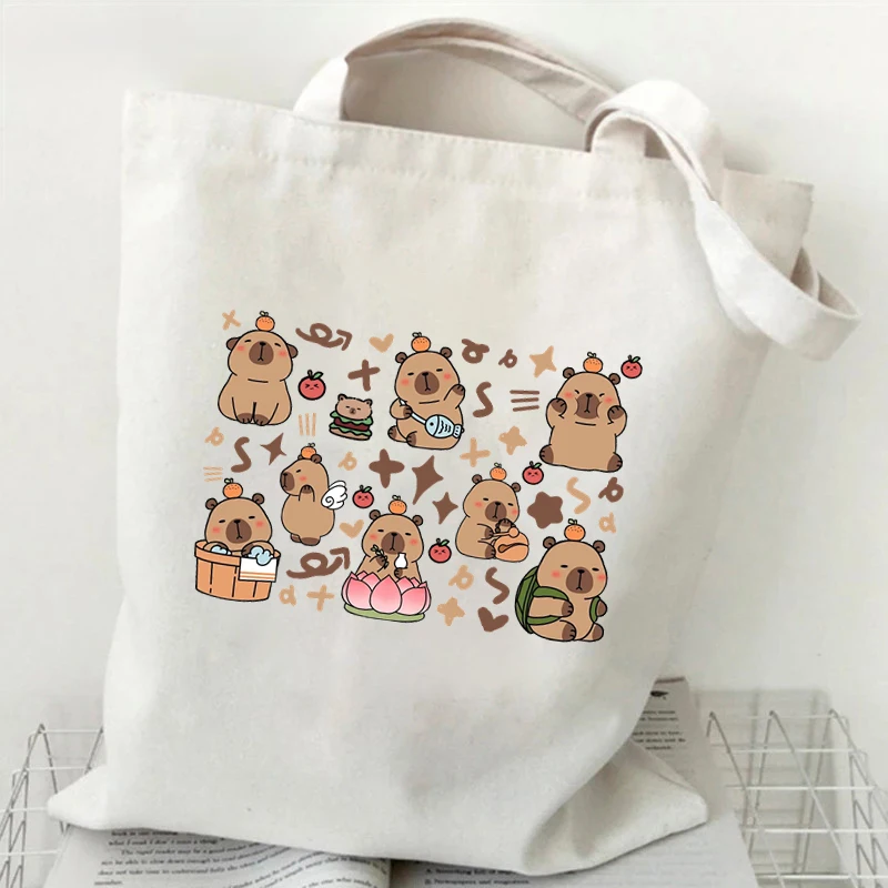 Capybara Graphic Tote Bag for Women Capybara Canvas Handbags Fashion Women Shoulder Bag Capybara Girls Bag