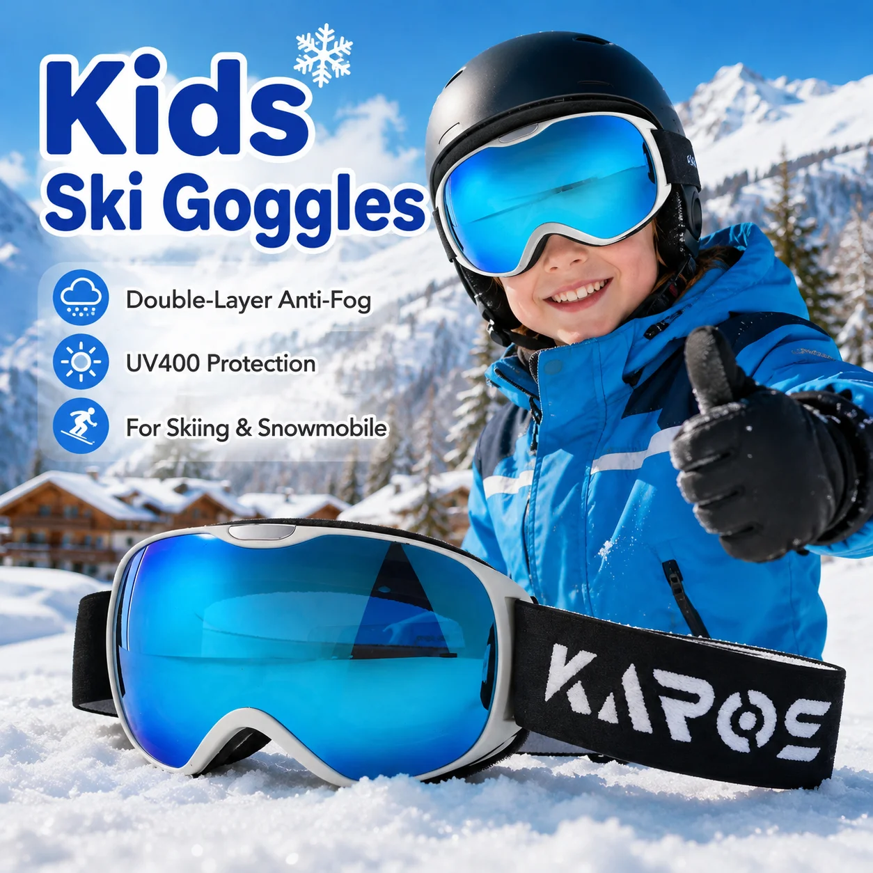 Karos Children Ski Goggles Double Layer Anti Fog UV400 Snow Glasses Small Size Lightweight Winter Sports Snowmobile Eyewear KH06
