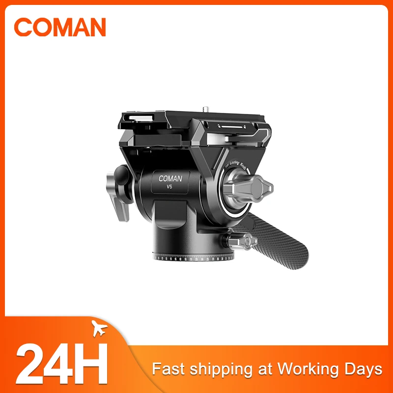 

COMAN V5 Panoramic Gimbal Video Head With Quick Release Plate Compatible DJI RS4 Manfrotto Hydraulic Fluid For DSLR Camera