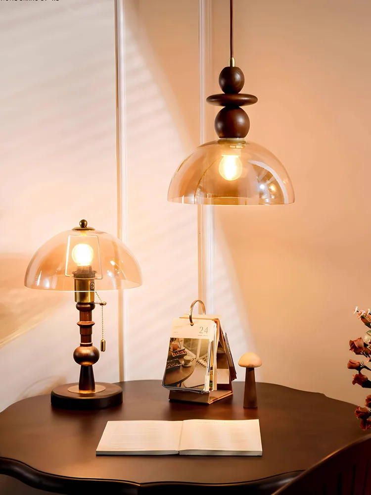

French Vintage Restaurant Solid Wood Pendant Light American Style Entrance Bar Dining Table Sofa Atmosphere Lamp