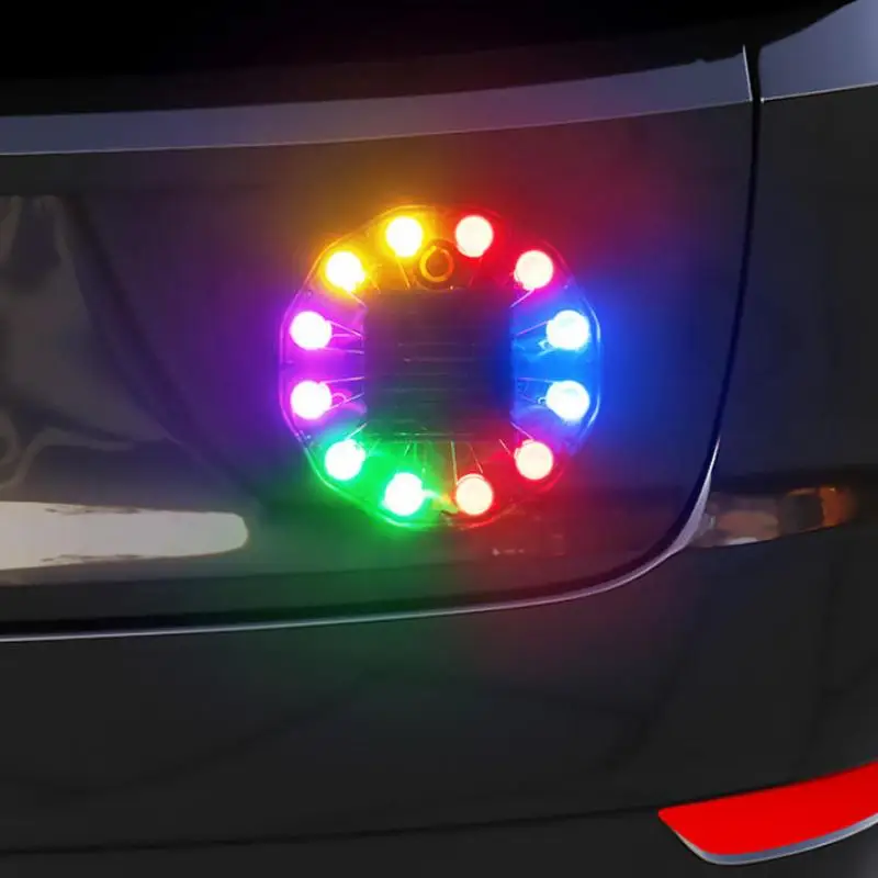 Solar Colorful Warning Flash Light Strong Magnet Truck Night Width Tail Light Brake Car Anti-Rear Collision LED Indicator Lamp
