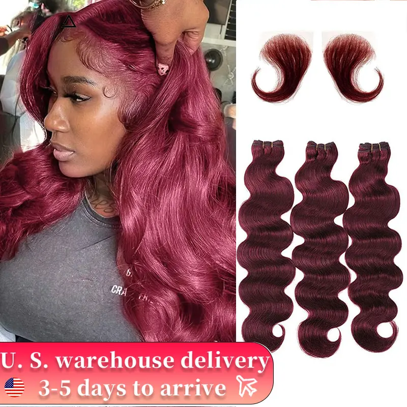 Human Hair Bundles Burgundy Body Wave Bundles Brazilian Red Color Human Hair Bundles #99j Bundle Hair Extensions Remy Weaving