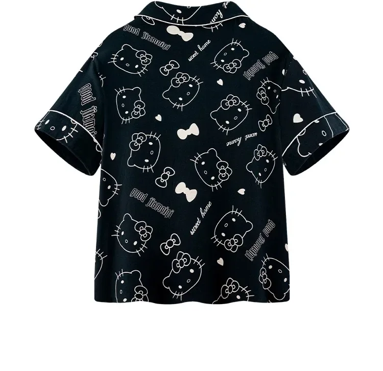 2Pcs/Set Hello Kitty Pajamas Anime Student Loungewear Kawaii Cute Girls Home Wear Shirt Shorts Set - view 3