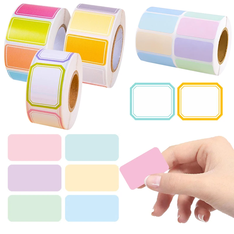 1Roll Self-Adhesive Tag Color Coding Label Sticker Solid Color Label Tag Diary Scrapbook Note Handmade Decorative Stationery ZYF