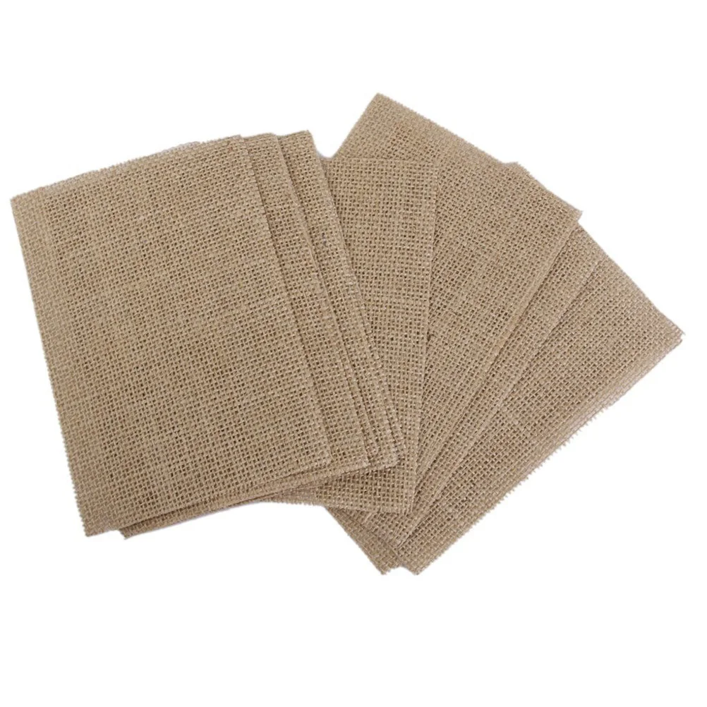 

10pcs Burlap 12X17Cm Brown Kitchen Dining Table Mats For Burlap Table Mats Home Wedding Decoration Protective Pad