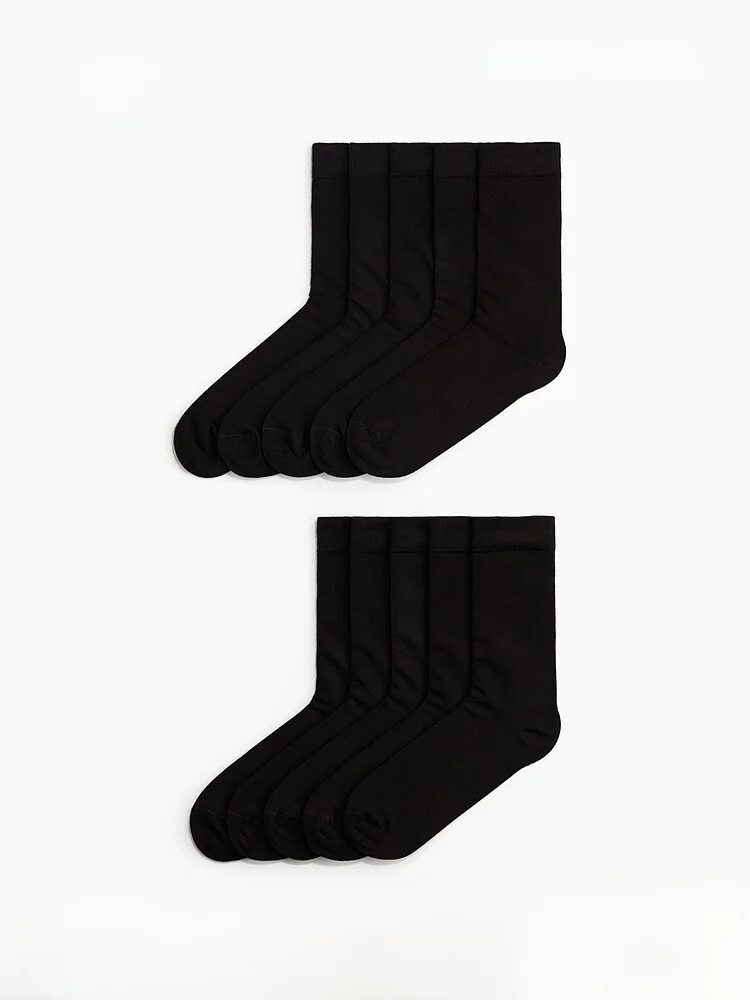 

H&M Men's Summer Socks 10 Pairs Pack Lycra® Mid-Calf Cotton Polyester Spandex Blend Comfortable Breathable Men's Socks