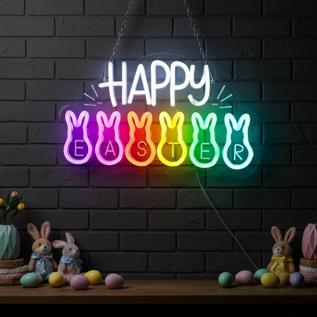 

Неоновая вывеска «Счастливого Пасхального праздника» с питанием от USB, регулируемой яркостью, настенный декор для пасхальной вечеринки, дома, спальни, окна, праздничное украшение, подарок