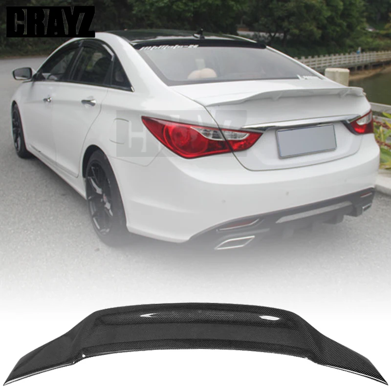 Car-Styling R Style Luster Carbon Fiber Pattern Abs Rear Trunk Spoiler Wing Fit For Hyundai Sonata 8 2011 - 2013