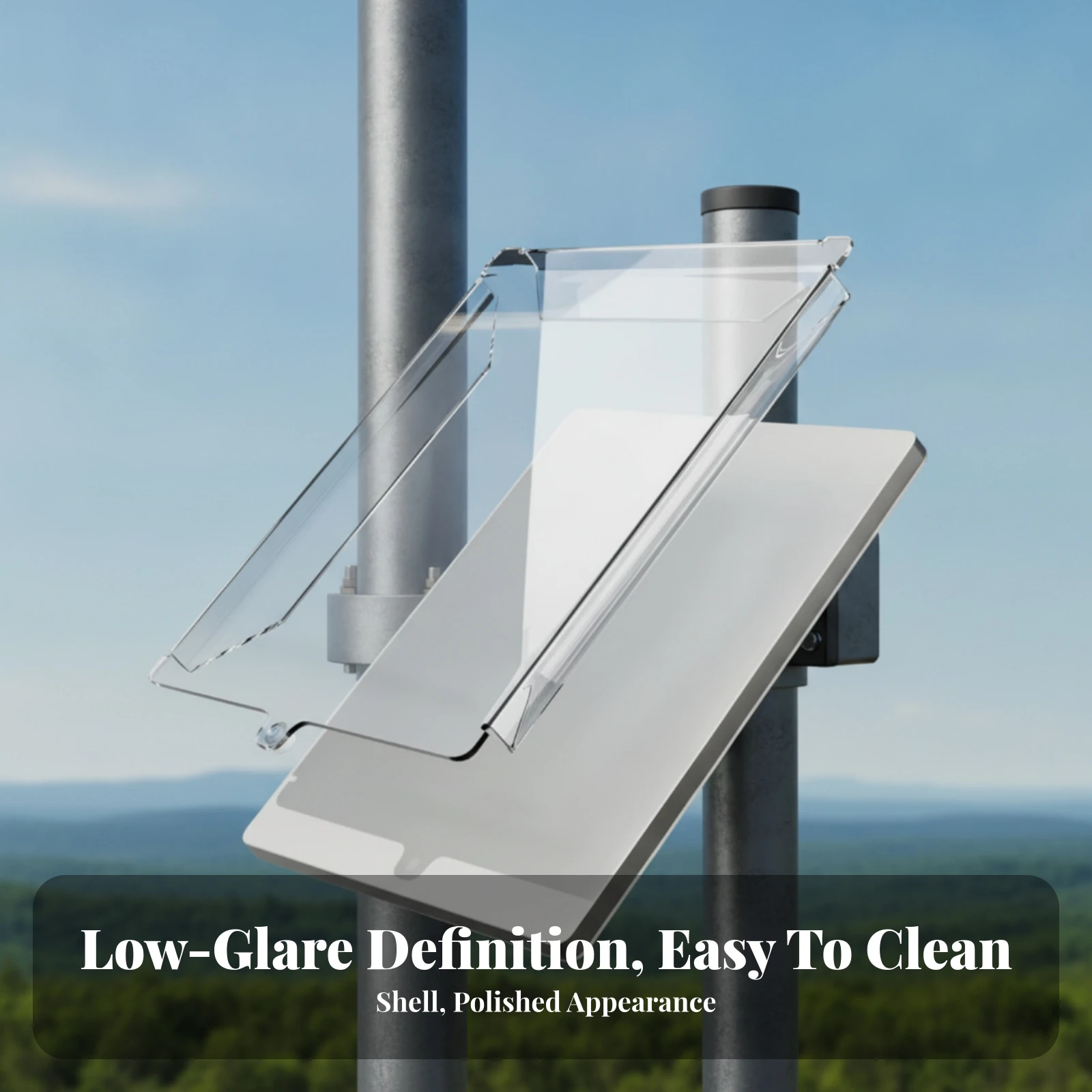 Clear Acrylic Protective Shield Hard-shell Low-profile Cover with Slanted Top Panel for Satellite Device Protection