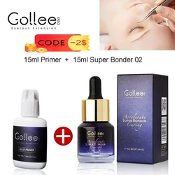 Gollee Eyelash Extensions 15ml Eyelash Cleansing Primer Super Bonding 0.5s Lash Extension Glue Professional Eyelash Adhesive