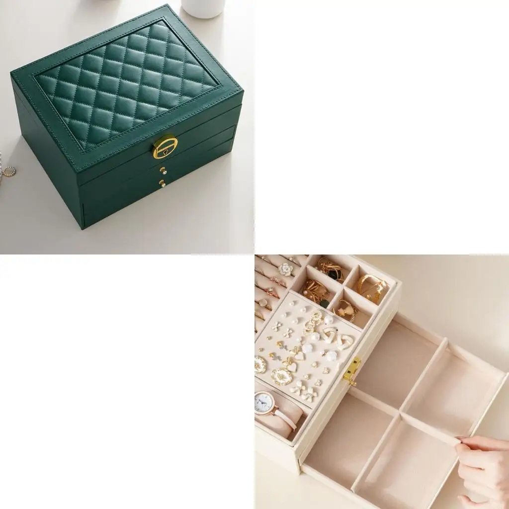 

91AF Female Portable 3 Layer Jewelry Holder Girls Simple Earrings Jewelry Storage Box