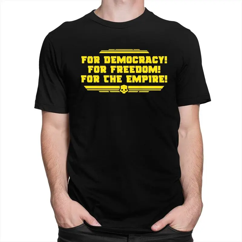 Custom Novelty For Democracy For Freedom The Empire Helldivers T Shirt Men Short Sleeved Cotton T-shirt Tee Streetwear Tshirt