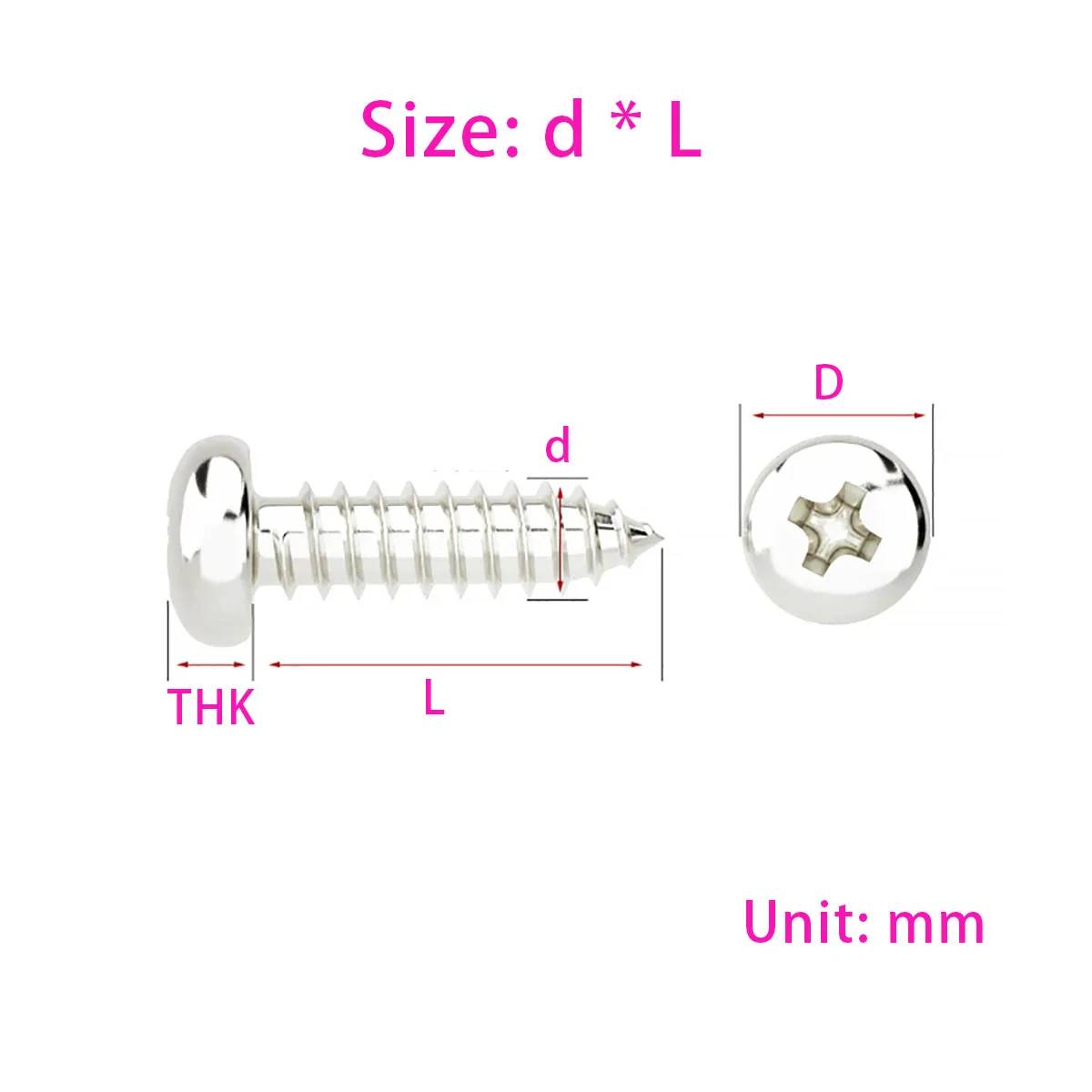 M1 M1.2 M1.4 M1.7 M2 M2.6 M2.8 M3 M3.5 M4 Nickel Plated Carbon Steel Cross Head Screw Self Tapping Wood Screw