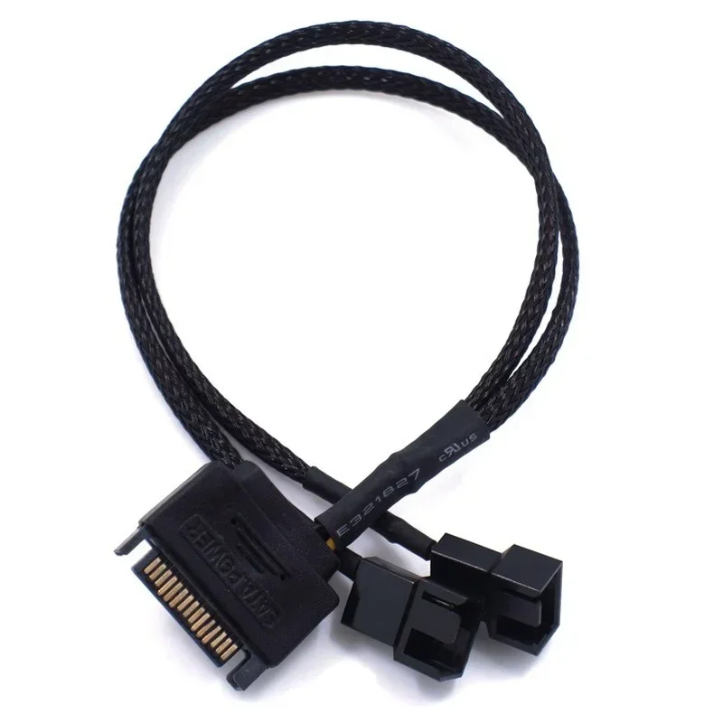 1 pcs Black Sleeved 27cm Cooler Cooling Fan Splitter Power Cable 12V SATA To 2  Way 3/4Pin Connector for IDE Computer PC