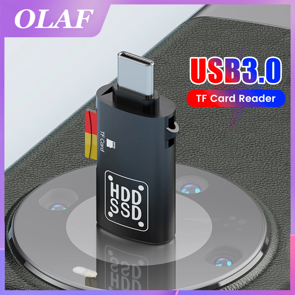 Type C Interface TF Card Reader USB3.0 2 in 1 Adapters OTG Data Transmission Connectors For Cellphones Tablet Laptop Accessories