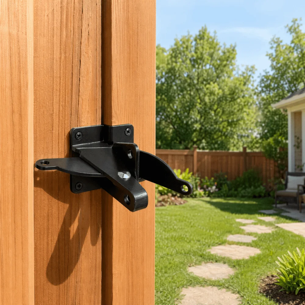 2 Pack Secure Carbon Steel Self Locking Gate Latch Adjustable Durable Fence Gate Latch Heavy Duty Gate Latch Garden Backyard