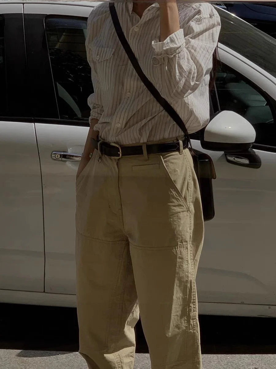 فضفاض طويل Sve المرأة irt العمودي المشارب بسيطة الرجعية الأساسية Sle Dongda بوابة القطن عارضة Faion أعلى للفتيات #5