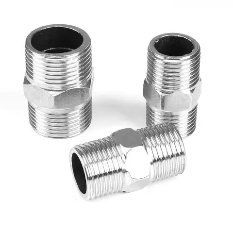 304 स्टेनलेस स्टील हेक्सागोनल बाहरी तार डबल सिर सीधे युग्मन थ्रेडेड पानी पाइप हीटिंग 1/2 6 best sales जल युग्मन - №4