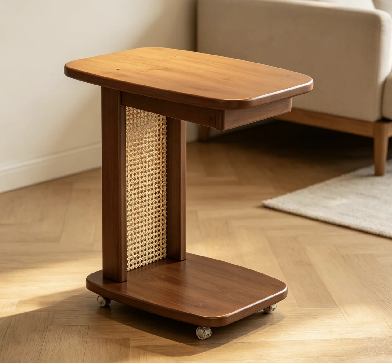 Modern Movable Small Console Table for Living Room Sofa Side Eco-Friendly Handmade Wood High-end Design for Small Apartments