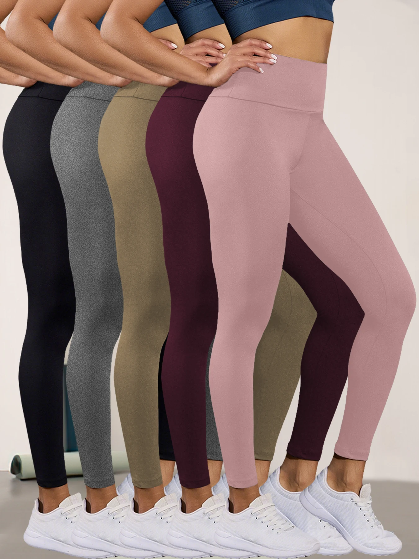 

5 Pack Women's Super Soft High Waisted Tummy Control No See Through Workout Yoga Running Athletic Push Up Gym Fitness Leggings