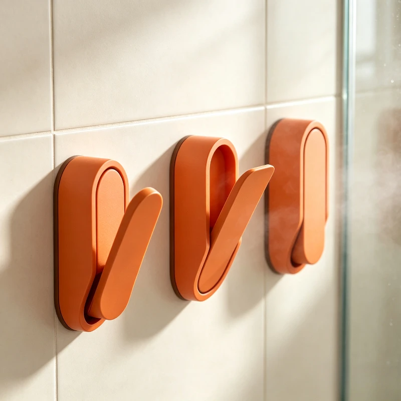 Drill-Free Folding Heavy-duty Waterproof Adhesive Wall Hook Trace-Free Removable Strong Self-Sticky Hook Home Bathroom Organizer