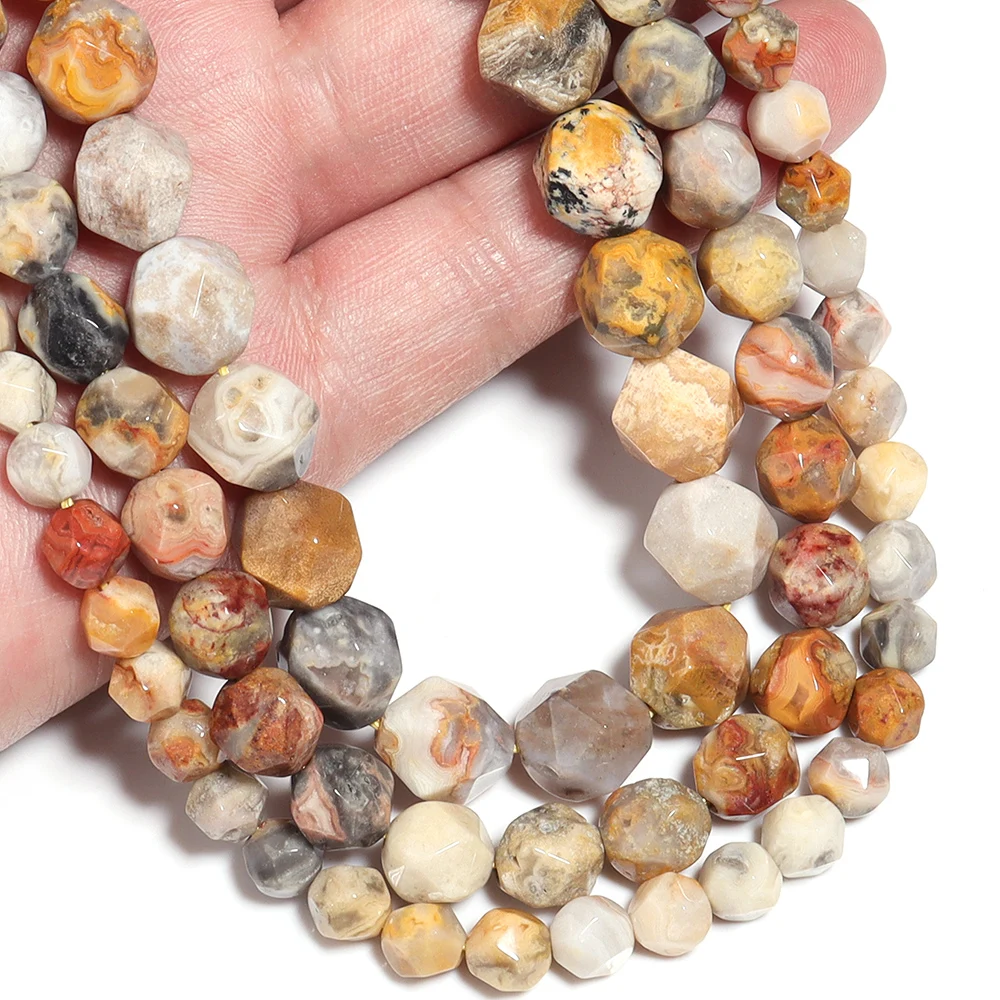 Crazy Agate Natural Stone Beads Inlaid With Circular Loose Spacer Beads Jewelry Making DIY Bracelet Necklace Accessories 6-10mm