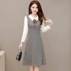 Korean Style A Line Midi Women's Long Sleeve Dresses Fashion Elegant and Pretty Kpop Designer Chic Curvy Clothing X Female Dress