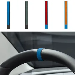 Steering Wheel Center Decorative Sticker Car Steering Wheel Top Marker Center Line Red Marking Super Suede Decoration Accessory