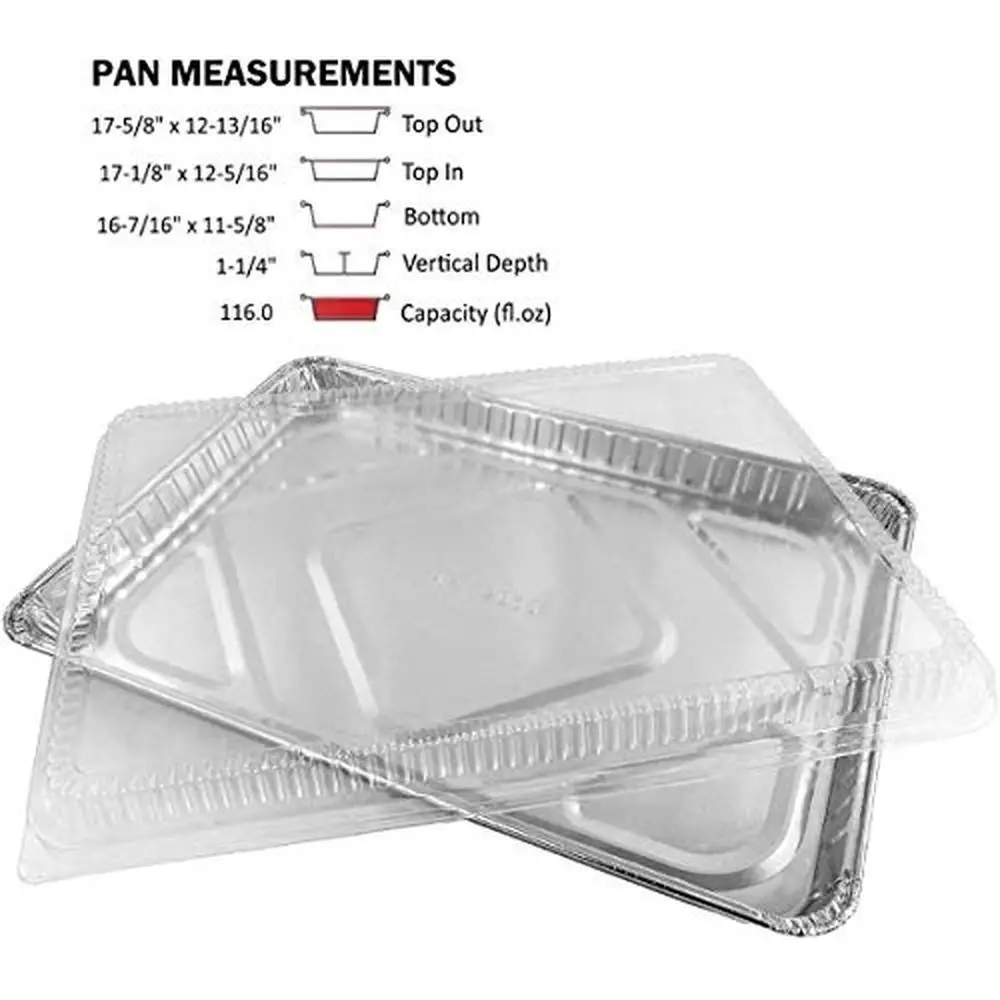 Half Size Sheet Cake Aluminum Foil Baking Pan with Clear Low Dome Lid 17.1