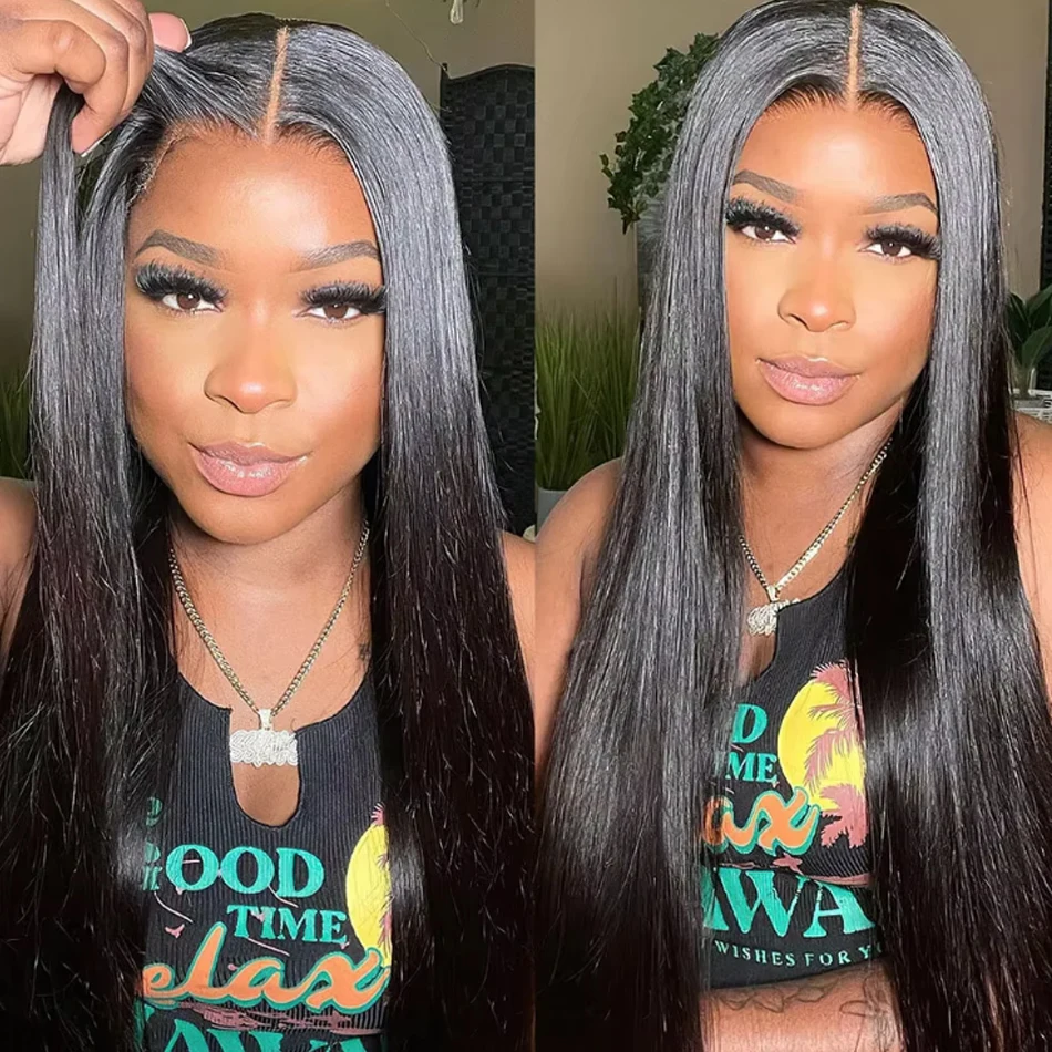 34inch Ready To Wear Go Bone Straight Glueless Closure Human Hair Wigs 100% Preplucked 13x4 HD Lace Frontal Wig For Black Woman