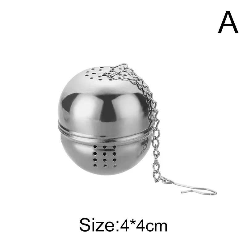 Stainless Steel Tea Infuser Ball Shape Mesh Filter Strainer With Hook Loose Tea Leaf Spiceball With Rope Chain Home Kitchen Tool